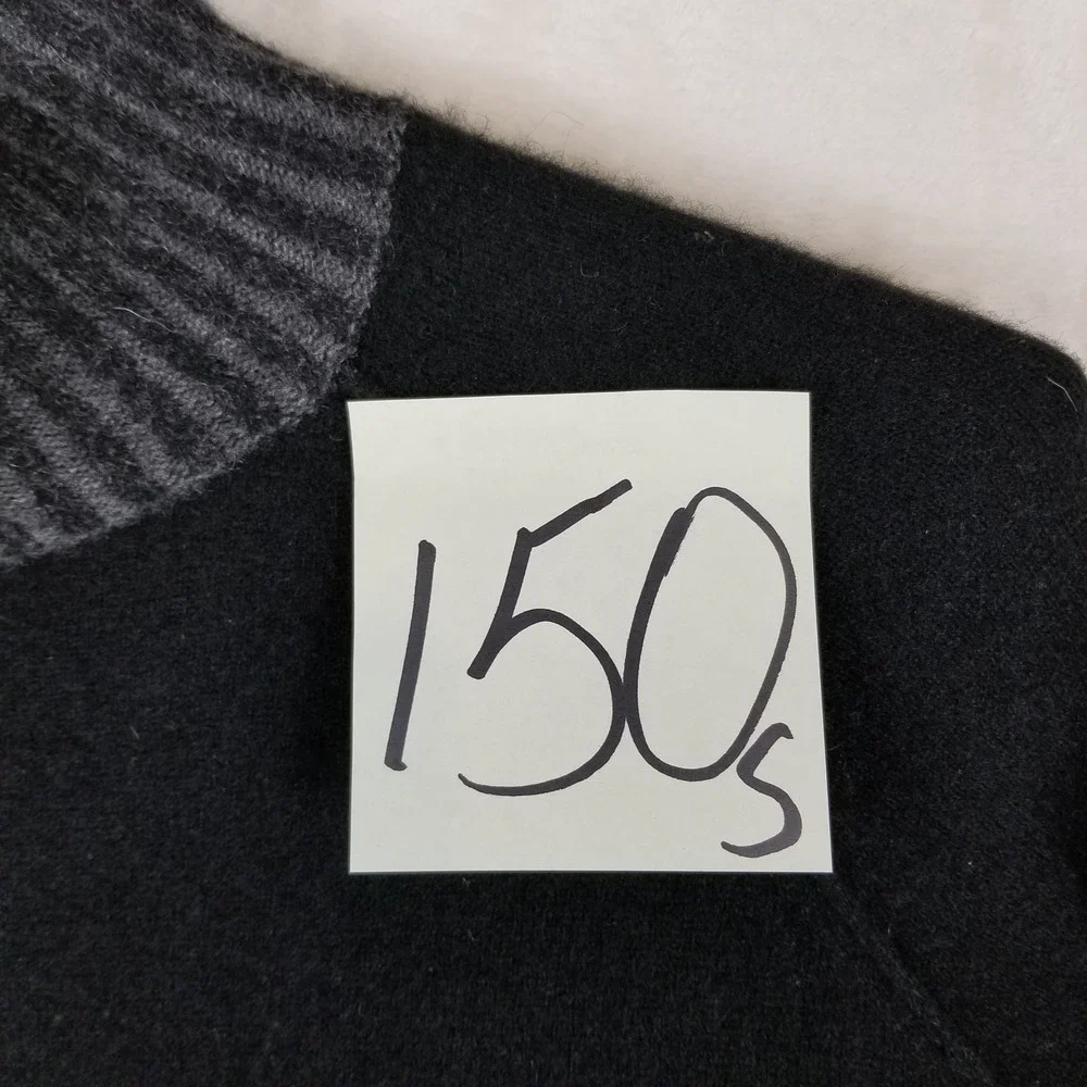 Griffen Cashmere Sweater Women XS Black Mock Neck Ribbed Trim 100% Cashmere‎